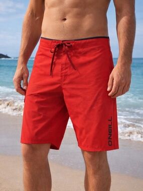 O'Neill Men's Red Board Shorts with Side Logo